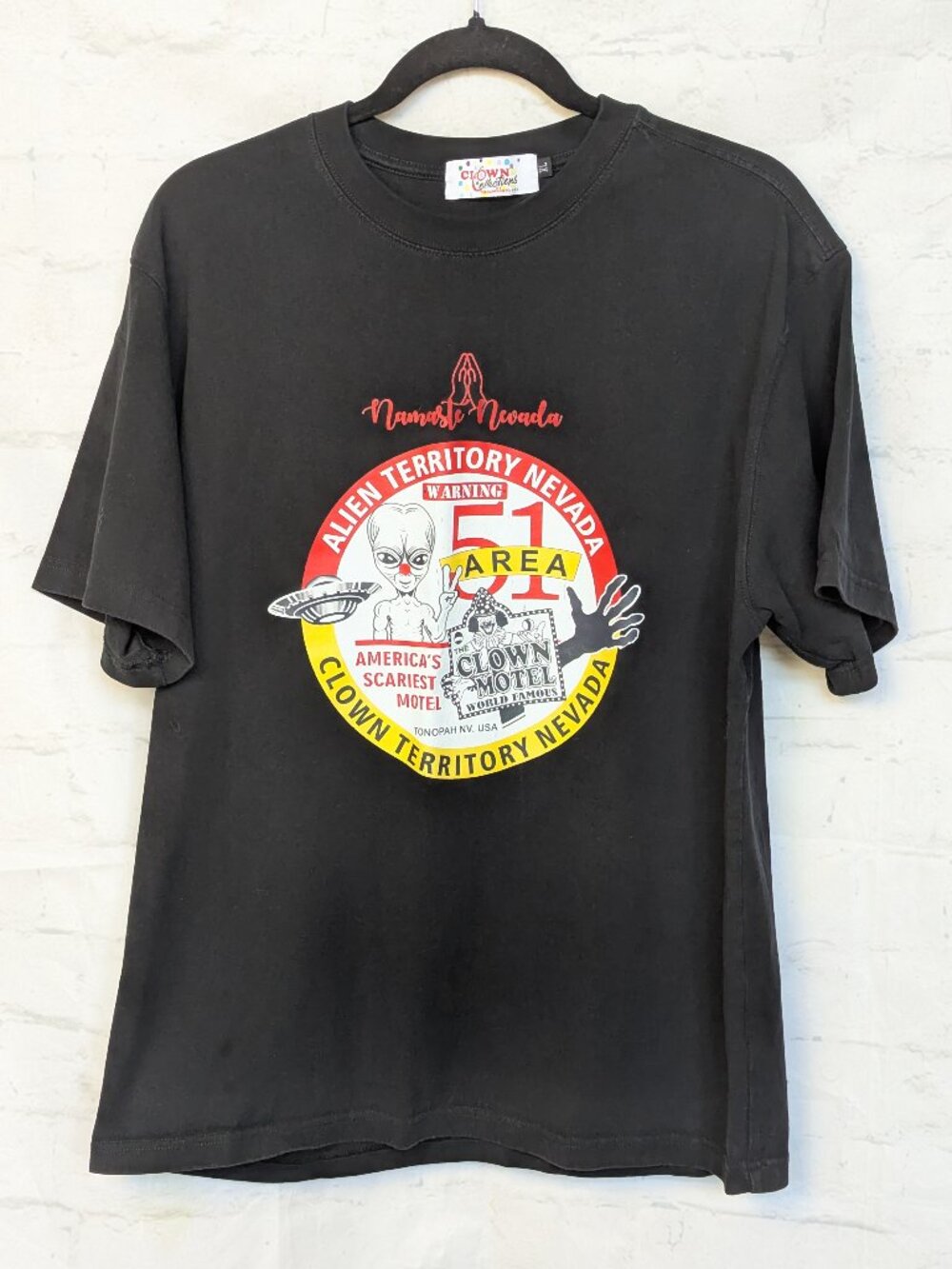 Clown Collection Motel Area 51 Alien Territory Nevada Graphic T-Shirt Blk Men XL
